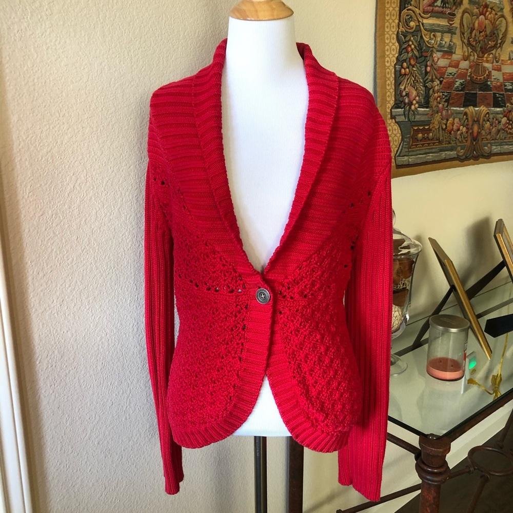 Chico’s red cotton cardigan
